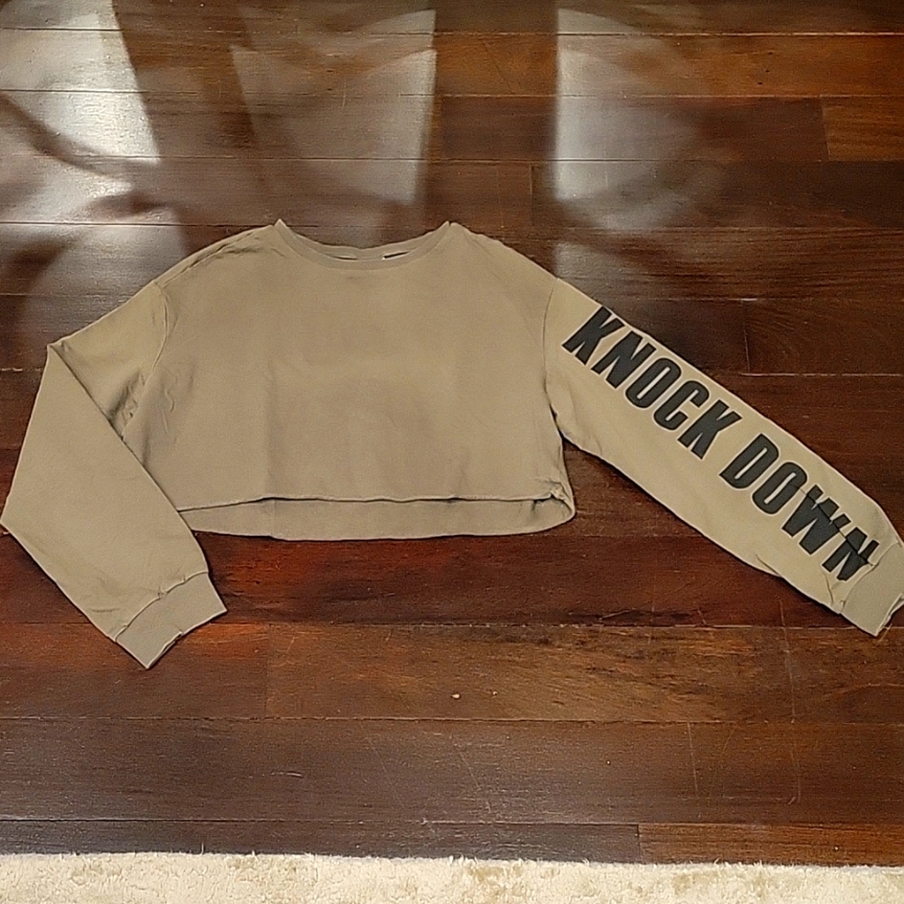WOMEN'S H&M HUNTER GREEN CROP TOP SWEATER SWEATSHIRT SIZE SMALL